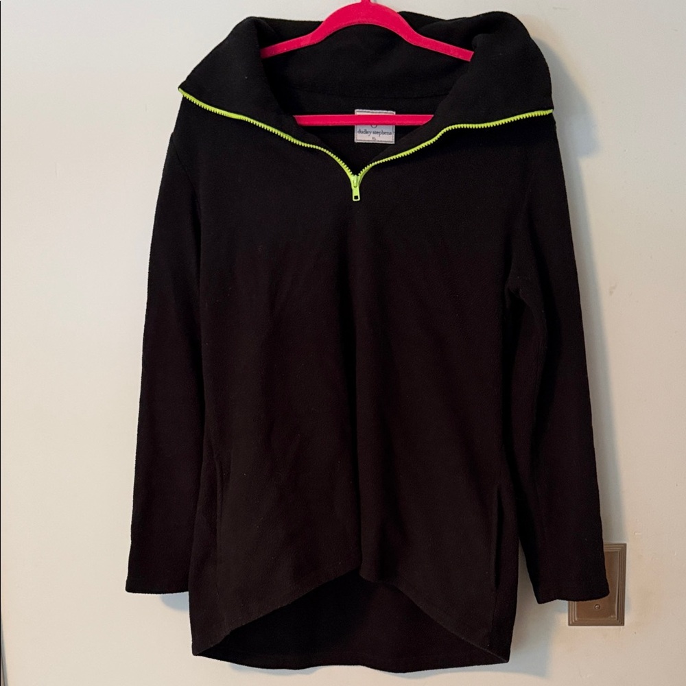 Dudley Stephens Prospect Pullover with Neon Green Zipper fleece XL pockets tunic